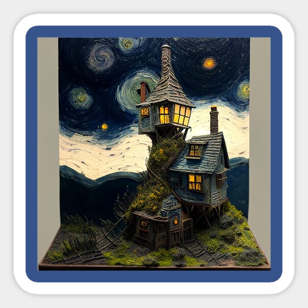 Starry Night Over The Burrow Sticker by Grassroots Green